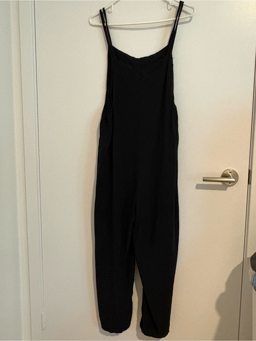Black viscose overall romper jumpsuit women’s